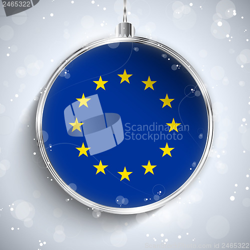 Image of Merry Christmas Silver Ball with Flag Europe