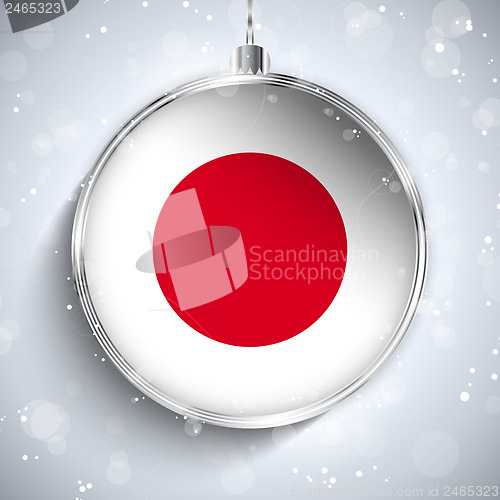 Image of Merry Christmas Silver Ball with Flag Japan