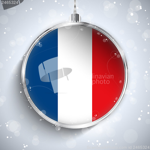 Image of Merry Christmas Silver Ball with Flag France