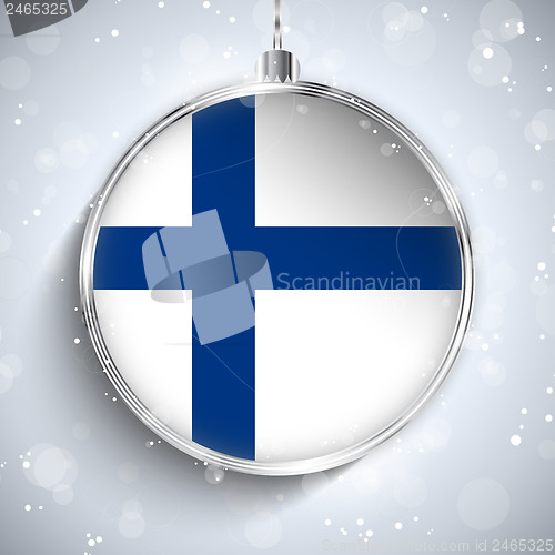 Image of Merry Christmas Silver Ball with Flag Finland