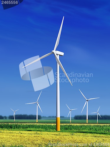 Image of meadow with Wind turbines l