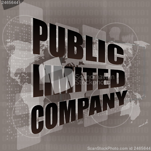 Image of public limited company on digital touch screen