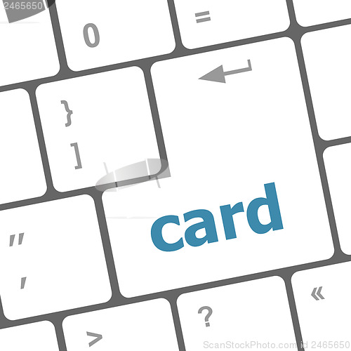 Image of card word on keyboard key, notebook computer button