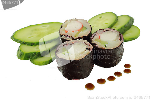 Image of Sushi with a cucumber