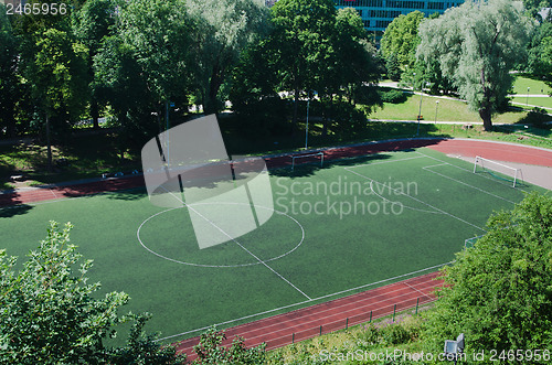 Image of Stadium, football field. The top view