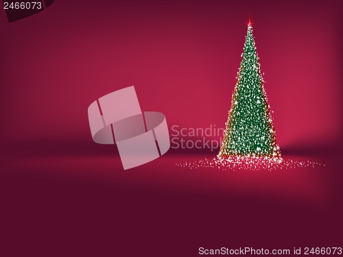 Image of Abstract green christmas tree on red. EPS 10