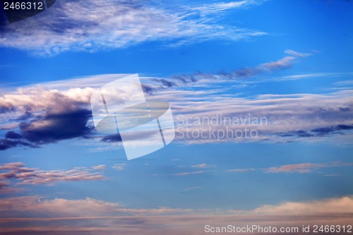 Image of Sky with clouds at multicolored sunset 