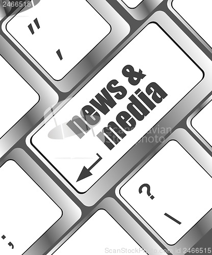 Image of Computer keyboard with news and media key. business concept