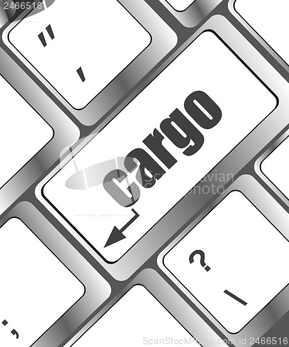 Image of cargo word on laptop computer keyboard