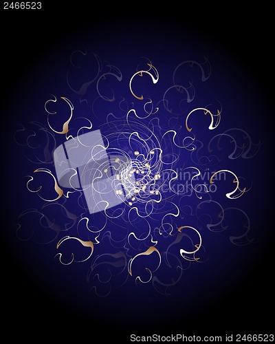 Image of elegant gold and blue background or wallpaper with ribbon layout design, for Christmas, vintage grunge texture