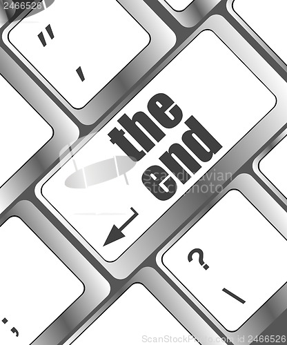 Image of computer keyboard with one key showing the warning words the end