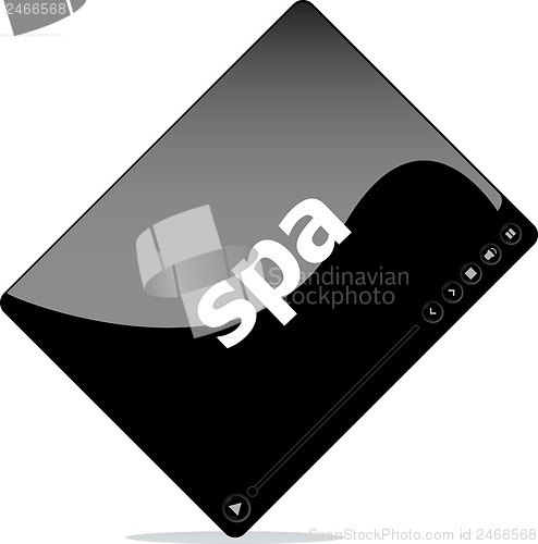 Image of Video player for web, spa word on it