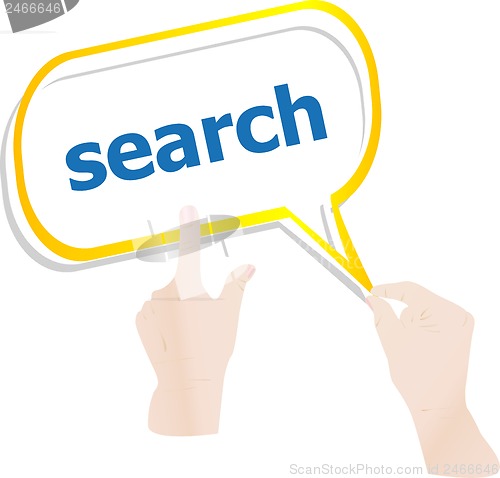 Image of hands holding abstract cloud with search word
