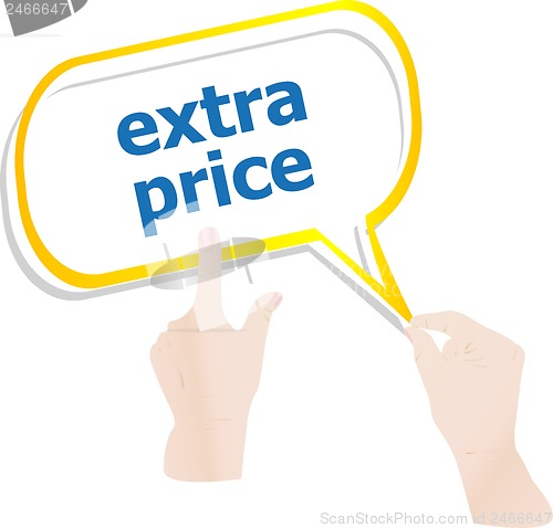 Image of hands push word pizza on speech bubbles