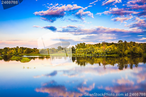 Image of River Landscape In Summer