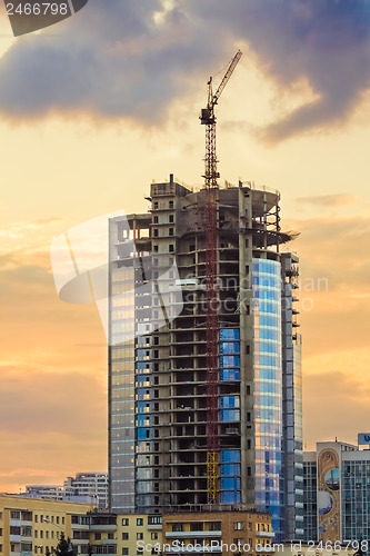 Image of Tower Crane And Sunset