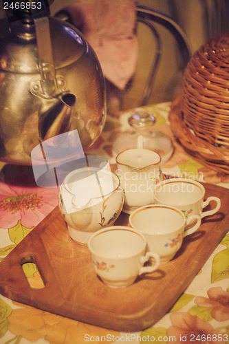 Image of Teapot Tea Flow In Cup, Tea Ceremony 