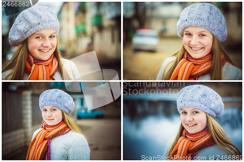 Image of The Girl In A White Beret. Set Collage