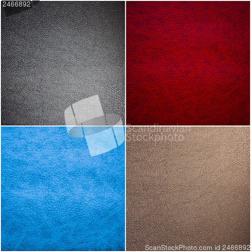 Image of Set Of Leather Texture Made From Deer Skin (Red, Blue, Black, Be