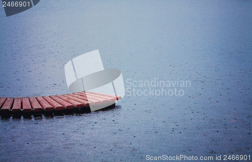 Image of Seat Bench In A River With Flood Water