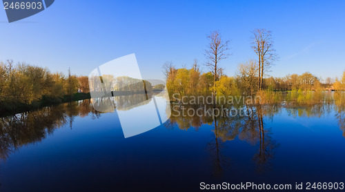 Image of Reflection Of Trees In The River At Dawn