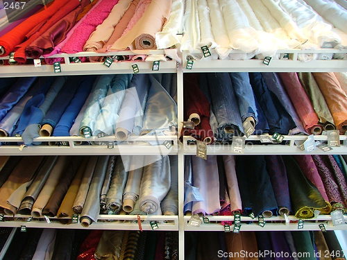 Image of shelves of silk fabric