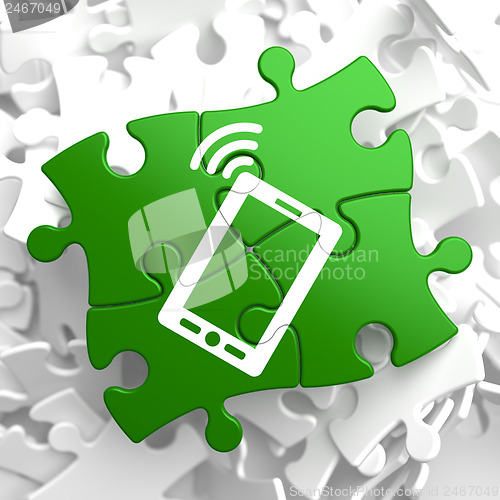 Image of Smartphone Icon on Green Puzzle.