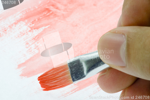 Image of Abstract painting with red watercolor

