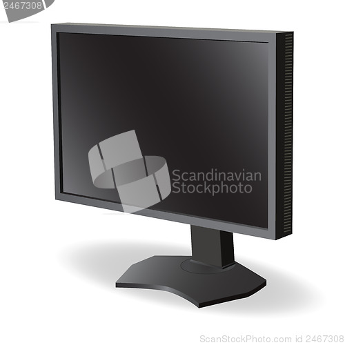 Image of Black lcd tv  monitor on white background. Vector illustration 
