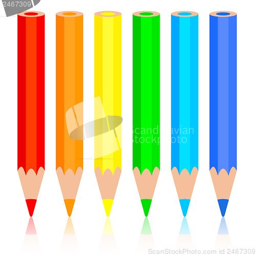 Image of Set of colored pencil, vector illustration.