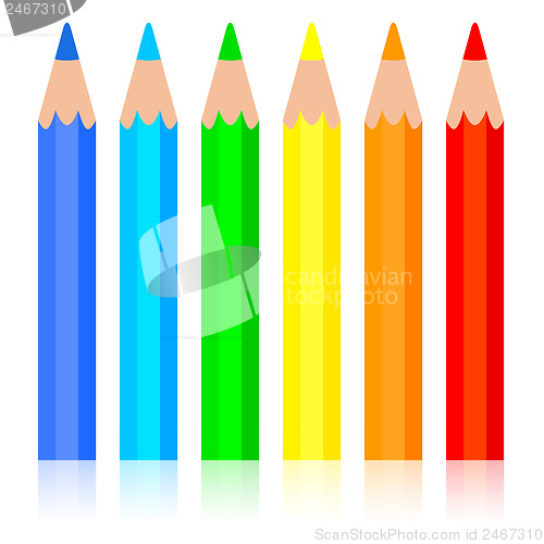 Image of Set of colored pencil, vector illustration.