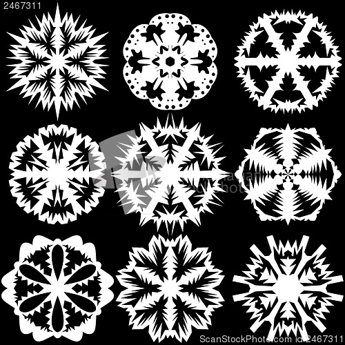 Image of Set of snowflakes, vector illustration.