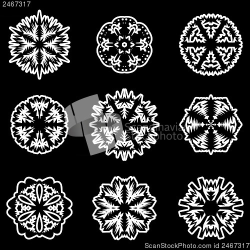 Image of Set of snowflakes, vector illustration.