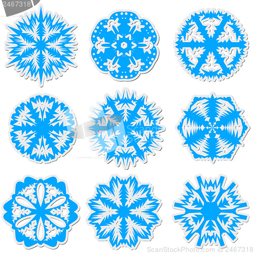 Image of Set of snowflakes, vector illustration.