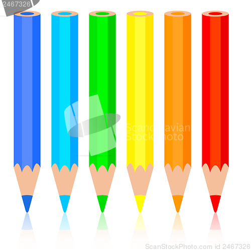 Image of Set of colored pencil, vector illustration.