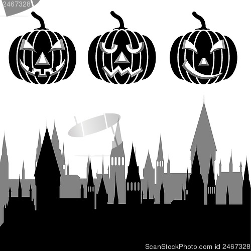 Image of pumpkins for Halloween. Vector illustration.