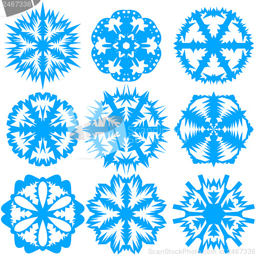 Image of Set of snowflakes, vector illustration.