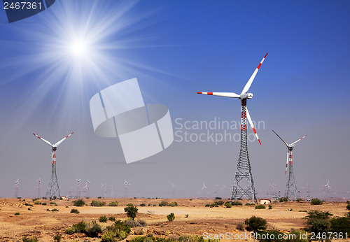 Image of wind farm - turning windmills in India