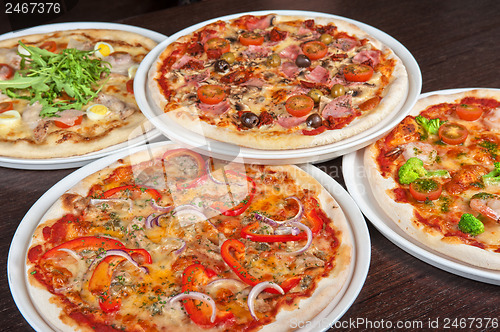 Image of pizza with ham and mushrooms