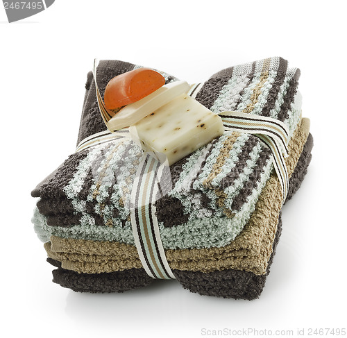 Image of Soap Bars On A Washcloth