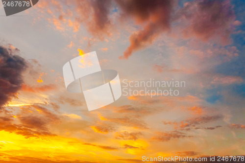 Image of Yellow Blue Sunrise Sky With Sunlight