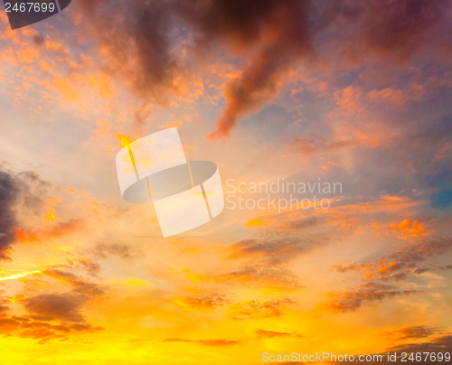 Image of Yellow Blue Sunrise Sky With Sunlight