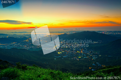 Image of hong kong sunrise on mountain 