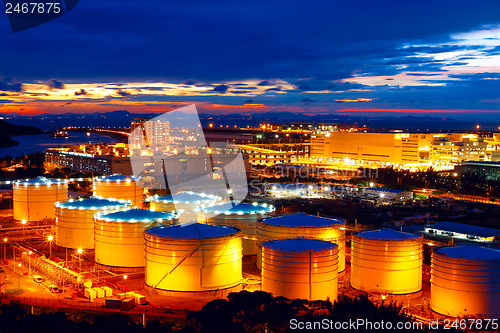 Image of Oil tanks at night 