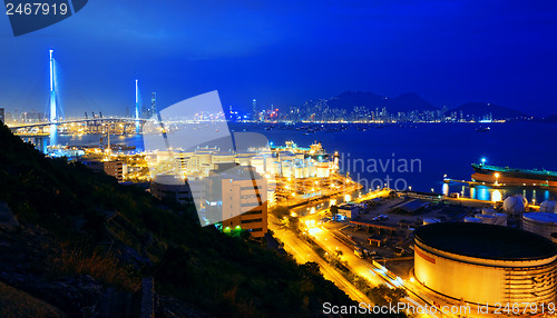 Image of Oil tanks at night , hongkong 