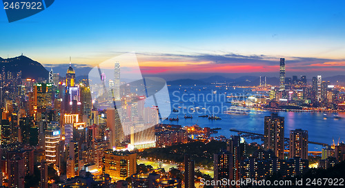 Image of sunset in hong kong city