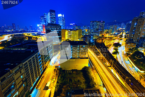 Image of busy traffic night in finance urban 