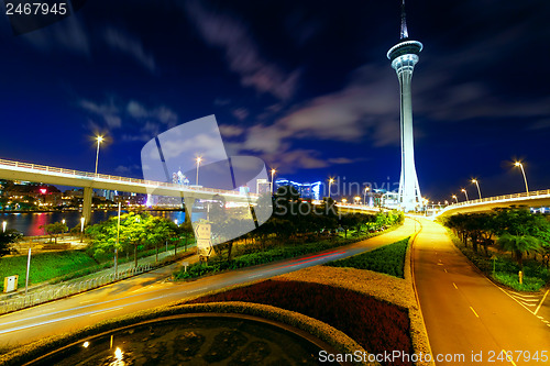 Image of taffic highway under macau tower