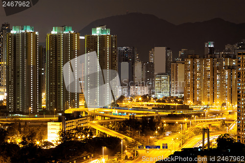 Image of highway and traffic at night, hongkong