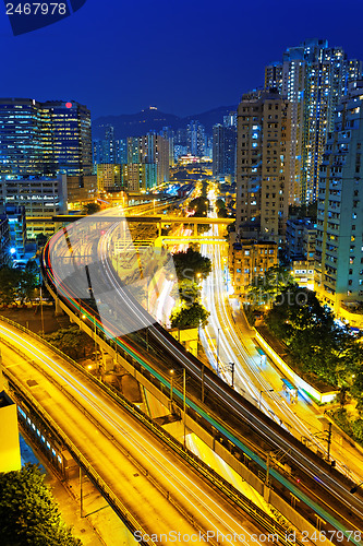 Image of busy traffic night in finance urban 